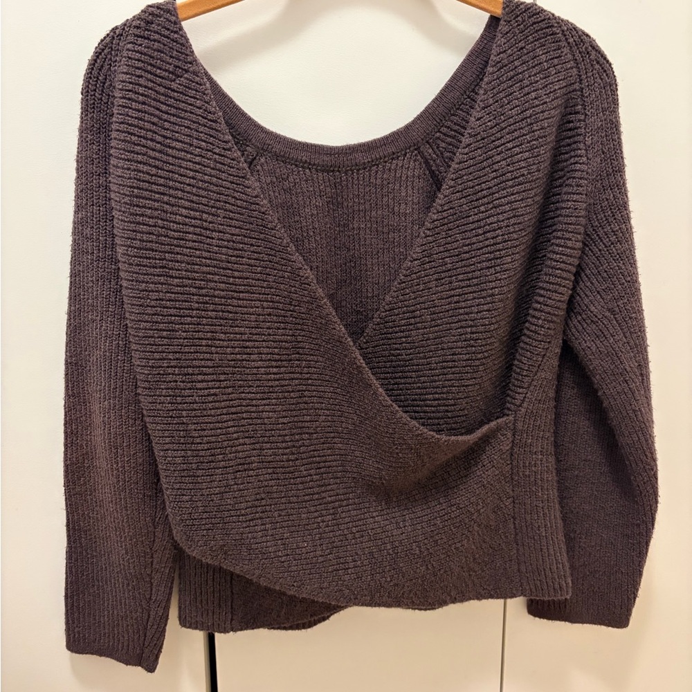 Aerie V-Neck Ribbed Sweater - Dark Brown